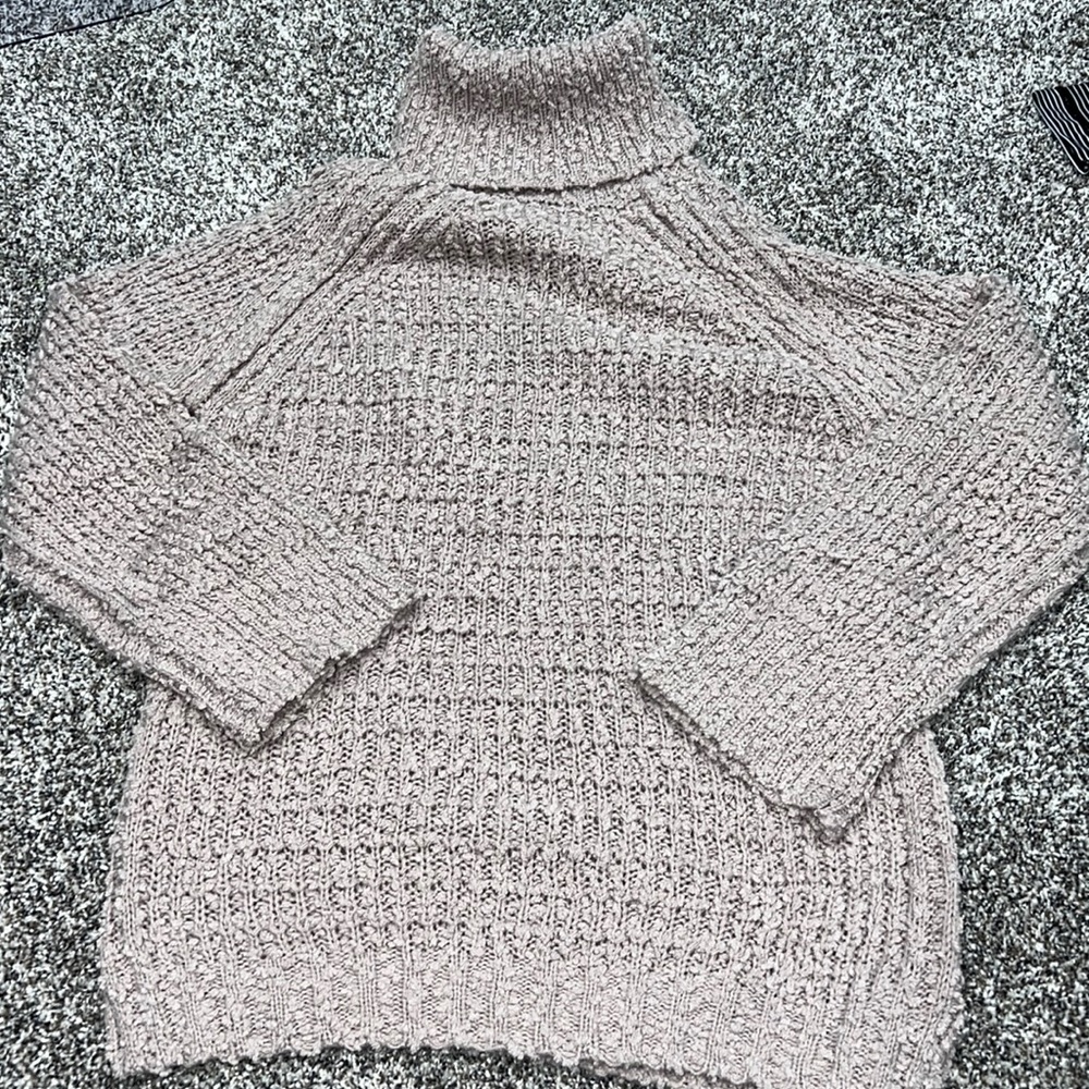Lulus Turtleneck Thick Cable Knit Sweater Long Sleeve Dusty Rose Pink Size Large